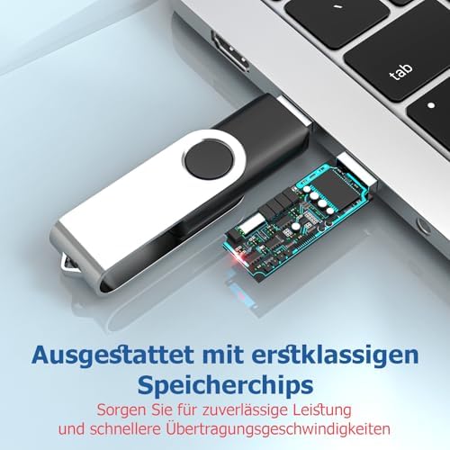 Reliable Wooolken 32 GB USB Flash Drives 10-Pack – Portable Memory Sticks with Keychains for Effortless File Transfers on PC & Laptop – Fast USB 2.0 Storage Solution in Sleek Black Design