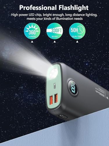 High-Capacity 30,000 m Ah Portable Power Bank with Fast Charging Technology – Multi-Device USB-C Charger for i Phone, Samsung Galaxy, LG & More – Built-in LED Display and Flashlight for Ultimate Convenience – Sleek Black Design for On-the-Go Power Solutions