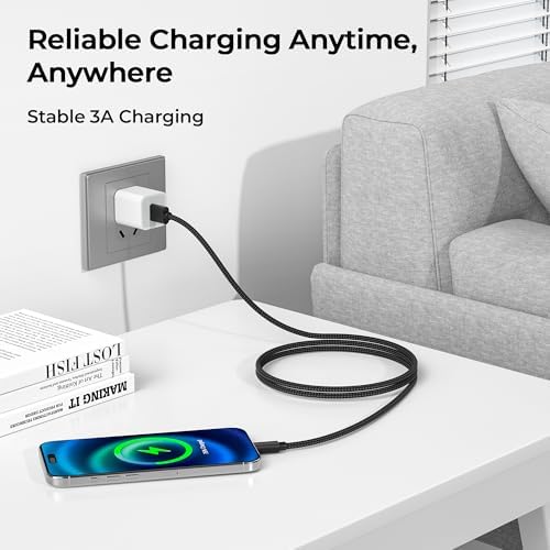 Premium Car Play Charging Cable Set for i Phone 16/15 Pro Max – 3-Pack (3.3 FT, 6.6 FT, 10 FT) USB A to USB C – Fast Data Transfer & Durable Design for i Pad Pro, Air Pods, Galaxy S24/S23/S22 & More – Enhanced Compatibility for Effortless Connectivity and Navigation