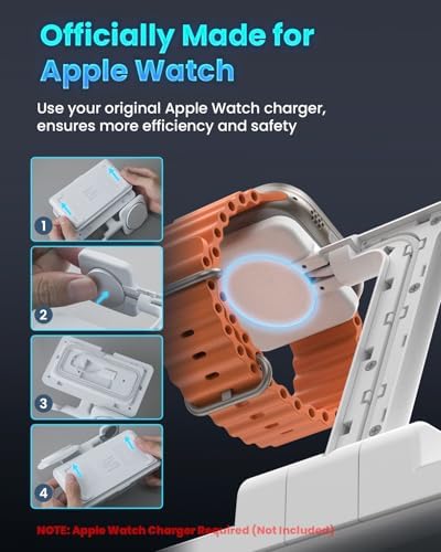 Joy Geek 3-in-1 Foldable Wireless Charging Station for Mag-Safe i Phone – Ultimate Travel Dock for i Phone 12-16 Pro Max, Apple Watch Series 4-10, and Air Pods Pro 2/3/4 – Fast, Compact, and Convenient Power Solution for On-the-Go Charging