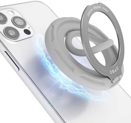 OPSO Magnetic Phone Ring Holder for Mag Safe – 360-Degree Rotating Silicone Finger Grip with Adjustable Kickstand Compatible with i Phone 16/15/14/13/12/Pro/Max & Samsung – Ultimate Hands-Free Essential for Enhanced Device Usability and Stylish Stability