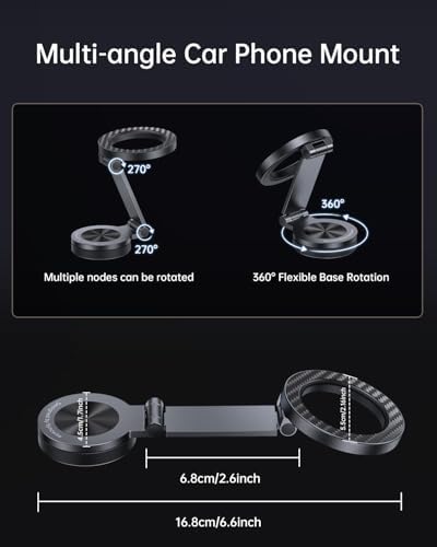 SYNCWIRE Mag Safe Car Mount – Ultimate 360° Rotating Magnetic Phone Holder for All Smartphones, Adjustable Metal Arm for Custom Positioning, Ultra-Strong Magnet for Secure Dash Installation, Perfect Companion for i Phone 16, 15, 14, 13 Pro Max – Elevate Your Driving Experience with Seamless Accessibility and Stability
