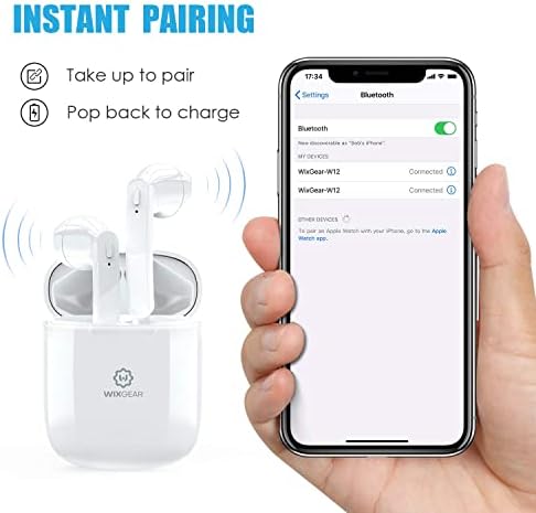 Wix Gear Bluetooth 5.0 Wireless Earbuds – Premium HD Stereo Sound with 30 Hours Playtime, IPX5 Waterproof Design, Built-in Microphone for Seamless Connectivity – Ideal for Work, Travel, and Gym Enthusiasts