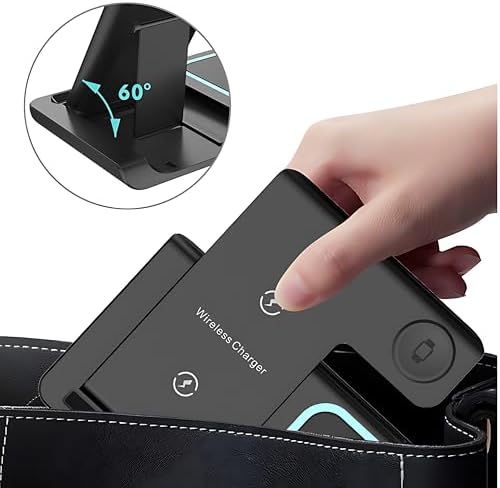 Ultimate 3-in-1 Wireless Charging Stand for i Phone, Apple Watch, and Air Pods – Fast, Sleek Black Charging Station for Apple & Android Devices – Compatible with i Phone 16/15/14/13/12/11, Apple Watch Series 10/9/8/7/6/SE, Air Pods Pro 4/3/2 – Streamlined Design with Enhanced Safety Features and Rapid Charging Capability