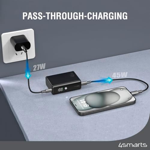 High-Speed 45 W Portable Power Bank – 10,000 m Ah Compact Charger with Dual USB-C Ports for i Phone 15, Samsung Galaxy S24/23/22, i Pad, Mac Book & More – Ultimate Travel Solution with Rapid Charging Technology