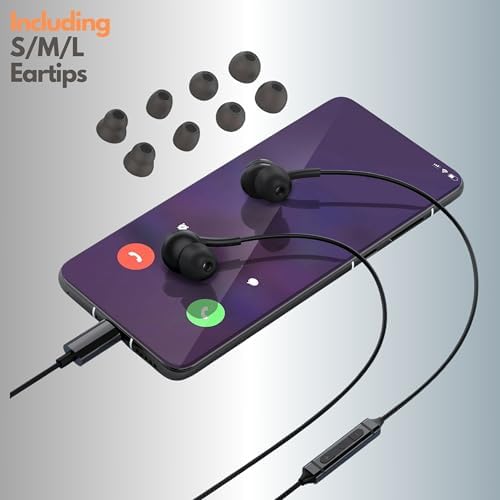 Betron USB-C Wired Earbuds: Immerse Yourself in High-Fidelity Sound with Seamless Compatibility for i Phone 15/16 & Samsung Galaxy – Experience Effortless Control, Noise Isolation, and Lightweight Comfort for Everyday Listening Excellence