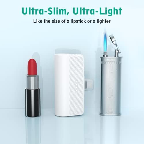 KKD 5000 m Ah Portable Charger for i Phone – MFi Certified Built-in Plug for Fast Charging on the Go, Compact Power Bank for i Phone 14/13/12/11/XR/X/SE/8/7/6/6 s/Pro Max/Plus & i Pad, Sleek Design for Ultimate Portability