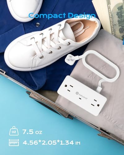 Kakyanill Compact Surge Protector Power Strip with 4 AC Outlets and Dual USB-C Ports – 5 ft Flat Extension Cord for Space-Saving Convenience and 900 Joules Protection – Ideal for Home, Office, and Dorm Room Use – Sleek White Design for Modern Living