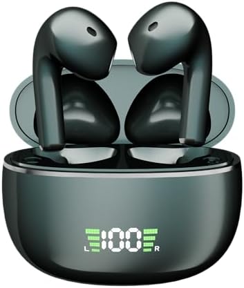 Bluetooth 5.3 Wireless Earbuds – Premium IPX5 Waterproof Earphones with Noise Cancelling Mic, Lightweight Design & Wireless Charging Case for Ultimate Comfort and Audio Clarity – Ideal for Active Lifestyles and Daily Commutes – Sleek Black Finish