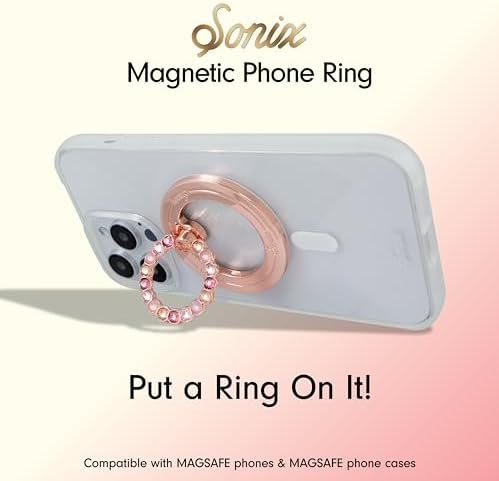 Elevate Your i Phone Experience with the Sonix Magnetic Phone Grip – Stylish Rhinestone Ring Holder for i Phone 12, 13, 14, 15 Series – Effortless 360° Rotation and Secure Mag Safe Compatibility – Sleek Silver/Clear Design for Ultimate Functionality and Fashion
