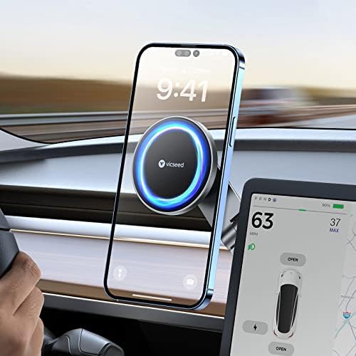 VICSEED Tesla Phone Mount – Ultimate Magnetic Holder for Model 3/Y/Cybertruck – Foldable and Sleek Design for All Phones Including Mag Safe – Secure, Stylish, and Tool-Free Installation for Enhanced Driving Safety and Convenience