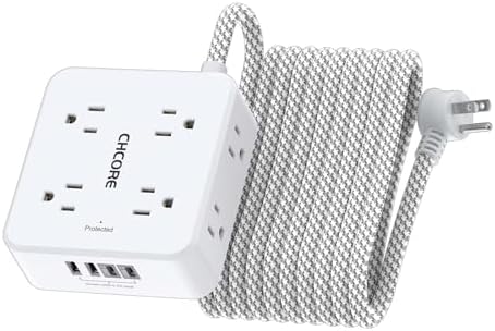 CHCORE 5 Ft Surge Protector Power Strip – 8 Outlet Power Hub with 4 USB Ports (2 USB-C) for Rapid Charging, Flat Plug Design for Space-Saving Convenience in Home and Office, ETL Certified for Enhanced Safety and Performance