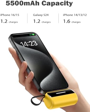 Compact Dual-Pack Portable Power Bank 5500 m Ah with Built-in Cables and Stand – 22.5 W Fast Charger for i Phone 16/15/14, Samsung Galaxy & Android Devices – Lightweight Travel Essential for Quick Charging and Easy Portability – Smart LED Display for Battery Life Monitoring