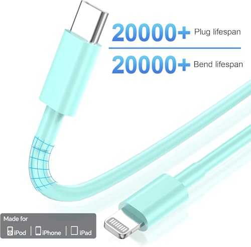 Ultimate 10 ft USB C to Lightning Charger Cable – 3 Pack for i Phone 14/13/12/11/X Series & Air Pods Pro – Fast Charging, Durable Design, Stylish Blue Color for Enhanced Connectivity and Convenience