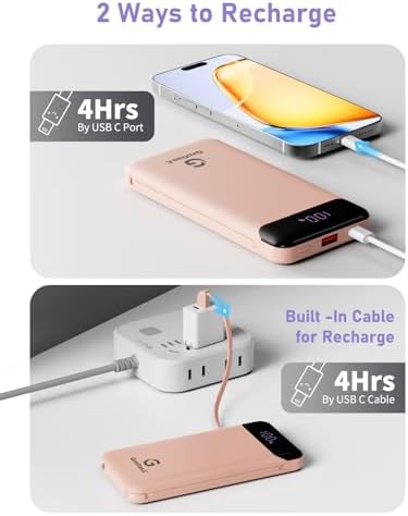 Compact 10,000 m Ah Power Bank – Fast Charging Portable Charger with Dual USB-C Compatibility for i Phone 16, Samsung, and Android Devices – Sleek Black Design for Ultimate Travel Convenience and Enhanced Device Performance