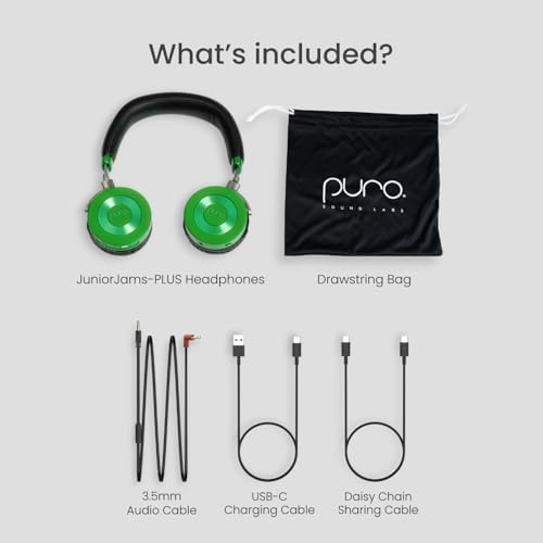 Safe & Stylish Bluetooth Headphones for Kids – Puro Sound Labs Junior Jam Plus with Volume Limiting Technology, 22-Hour Battery Life, and Comfortable On-Ear Fit, Perfect for Tablets and Smartphones in Trendy Blue Finish