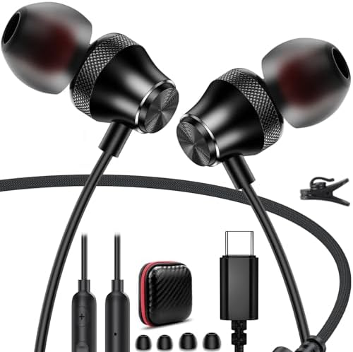Ultimate USB C Earbuds for i Phone 16 & Android Devices – Advanced Noise-Canceling Wired Headphones with Integrated Mic and In-Line Volume Control – Universal Compatibility for i Pad 10, Samsung Galaxy Z Flip 7, Pixel 9 – Experience Unmatched Sound Precision and All-Day Comfort for Music and Calls