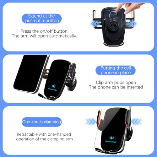 Wireless Car Charger, 15W Fast Charging Car Phone Holder Charger, Phone Mount Air Vent for iPhone15 14 13 12 11 Pro Max Xs, Samsung Galaxy S23 S22 S21 S20 S10+ Note 9 and More – Enhanced Compatibility and Speed