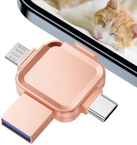 Revolutionize Your Data Storage with the LANSLSY 128 GB 4-in-1 Flash Drive – Effortless Compatibility for i Phone, i Pad, Android, PC, and Mac – No App Required for Instant Access! Enjoy Enhanced Transfer Speeds and 4 Versatile Ports: Lightning, USB Type-A, USB Type-C, and Micro USB. Perfect for Storing Photos, Videos, and Documents with Ease – Ideal for Students, Professionals, and Photographers on the Go! Compact and Stylish Pink Design Makes It a Must-Have Accessory for Your Tech Gear. Say Goodbye to Data Management Hassles and Keep Your Files Securely Accessible Anytime, Anywhere!