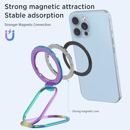 Revolutionary MINDSKY Mag-Safe Phone Grip & Stand for i Phone 12/13/14/15 Series – 360° Dual-Arm Adjustable Kickstand with Superior Magnetic Support – Lightweight, Durable Design for Enhanced Drop Protection – Effortless Hands-Free Use & Easy Wireless Charging Compatibility