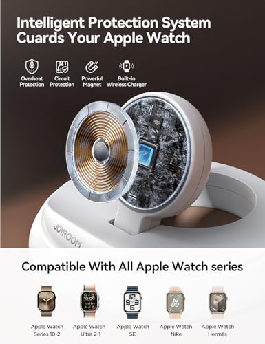 Revolutionize Your Apple Watch Charging with JOYROOM Portable Magnetic Dock – Fast Charging Stand for Apple Watch Series 10-2 & SE, Foldable Travel Design, Nightstand Mode for Effortless Alarm & Time Access, Sleek Black Finish, Durable & Efficient Power Solution for Home or On-the-Go Use