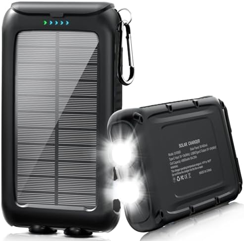 Ultimate 49,800 m Ah Solar Power Bank – Rugged Waterproof Portable Charger with 15 W Fast Charge USB-C & Built-in LED Flashlight – Eco-Friendly Outdoor Charging Solution for All Mobile Devices and Electronics