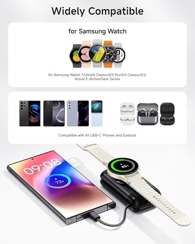 Ultimate Portable Charger for Samsung Galaxy Watch 7/Ultra/6/5/4/3 & Galaxy S25/S24/S23/Z Fold 7/Flip 7 – 6000 m Ah High-Capacity Power Bank with Fast Charging Technology for On-the-Go Convenience – Versatile Smartwatch & Phone Charging Solution