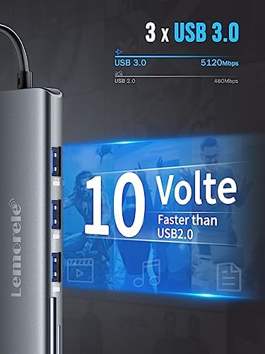 Unlock Seamless Multitasking with the Lemorele 8-in-1 USB C Hub Adapter – Featuring 4 K HDMI Output, 100 W Fast Charging, and USB 3.0 High-Speed Transfers for Ultimate Device Connectivity – Compact & Stylish Design Perfect for Mac Book Pro, XPS, Chromebook, and More