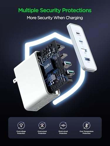 Ultra-Fast 120 W Ga N USB-C Charger with PD3.0 PPS Technology – Compact 4-in-1 Multiport Design for Mac Book Pro/Air, i Phone & Samsung – Rapid Charging for Devices with Advanced Safety Features and Wide Compatibility