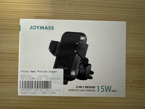 Effortless On-the-Go Power: JOYMASS 15 W Fast Wireless Car Charger with Auto Clamping Mount – Perfect for i Phone 15 through 12 Mini, Samsung Galaxy S23 Ultra, and Note 20 – Secure Vent Holder for Ultimate Convenience and Hands-Free Navigation