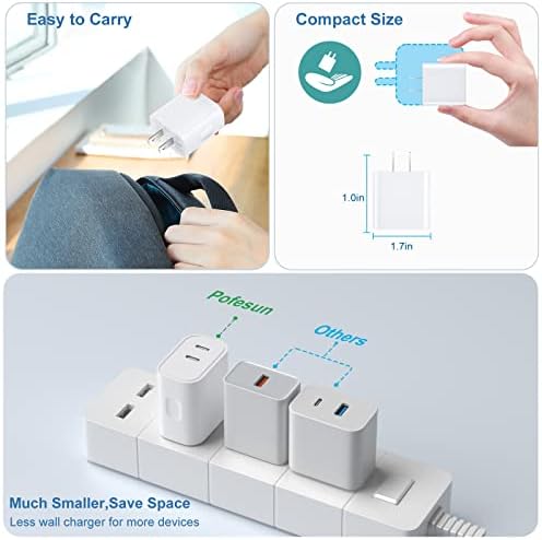 20 W Dual USB-C Fast Charger Block – Compact 2-Port Power Adapter for i Phone 16 Series, i Pad & Samsung Galaxy – Travel-Friendly Wall Charger with Enhanced Safety Features for Rapid Device Charging