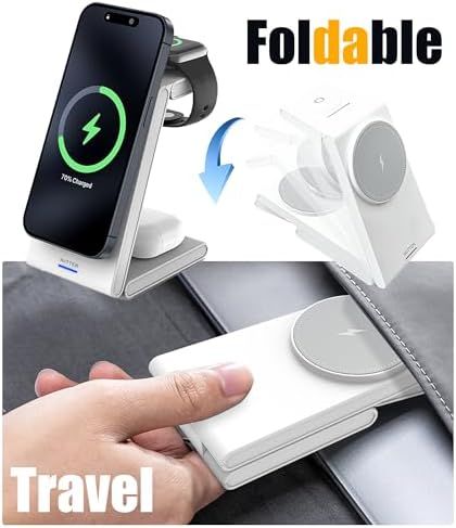 Ultimate 3-in-1 Magnetic Wireless Charging Station – Fast Travel Charger for i Phone 16/15/14/13/12, Apple Watch & Air Pods with 20 W PD Adapter – Compact, Foldable Design for Seamless Multi-Device Charging on the Go