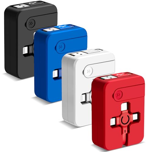 Multi Charging Cable 3A, 4Pack 3 in 1 Retractable USB Charger Cable with USB C/Micro Port, Phone Holder, Multiple Fast Charging Cord for Cell Phones, iPhone 16 15 14 Series, Galaxy S24/S23, Tablets – Enhanced Compatibility and Speed