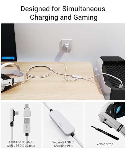 Experience Uninterrupted Gaming with the Syntech 16 FT Link Cable for Oculus/Meta Quest 3, Quest 2/Pro, and Pico4 – High-Speed USB 3.0 Charging and Data Transfer Cable for Steam VR, Engineered for Enhanced Compatibility and Durability, Perfect for Long VR Sessions and Ultimate Mobility