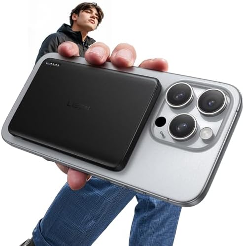 LISEN 0.3-Inch Ultra Slim Mag Safe Portable Charger for i Phone – 5000 m Ah Wireless Battery Pack for Effortless Travel Charging – Essential Magnetic Power Bank Compatible with i Phone 16 Pro Max/15/14/13/12 – Fast Charging, Lightweight Design for On-the-Go Convenience