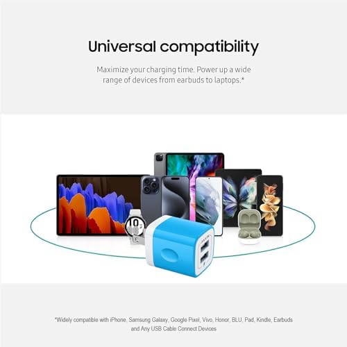 AILKIN Dual Port USB Wall Charger 2-Pack – 2.1 A Fast Charging Adapter for i Phone 15/14/13/12/11 Pro, Samsung Galaxy S23/S22/S21 – Compact Power Block with Quick Charge Technology – Universal Compatibility & Safety Features for Home and Travel