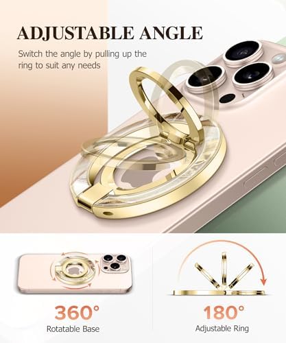 GVIEWIN Magnetic Phone Ring Holder, Compatible with MagSafe Phone Grip with Adjustable Stand, Magnet Phone Ring Kickstand for iPhone 16 Pro Max/Plus/15/14/13/12 Series/Other Phones (Purple) – Enhanced Compatibility and Speed