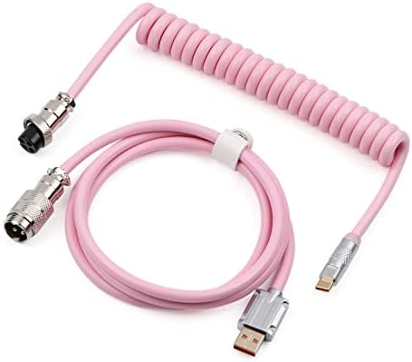 Transform Your Gaming Experience with the EPOMAKER Mix 1.8 m Coiled USB C to USB A TPU Keyboard Cable – Detachable Metal Aviator for Ultimate Customization, Sleek White Design for Enhanced Aesthetics, and Superior Performance for Mechanical Gaming Keyboards