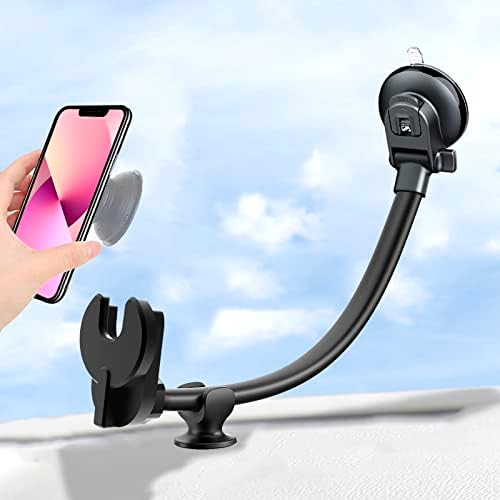Pop Socket-Compatible Car Phone Mount – Advanced Dashboard & Windshield Holder with Robust Suction Technology for All Smartphones – 360-Degree Rotation for Optimal Hands-Free Navigation & Enhanced Driving Safety – Sleek, Modern Aesthetic for Today’s Vehicles – Effortless One-Handed Adjustments