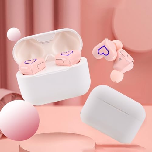 Elevate Your Audio Journey with Bewinner Heart-Shaped Bluetooth 5.3 Earbuds – Stylish, Ultra-Lightweight Noise-Canceling Headphones Perfect for Active Lifestyles and Work Environments – Comes with Portable Charging Case for Effortless Mobility and Comfort