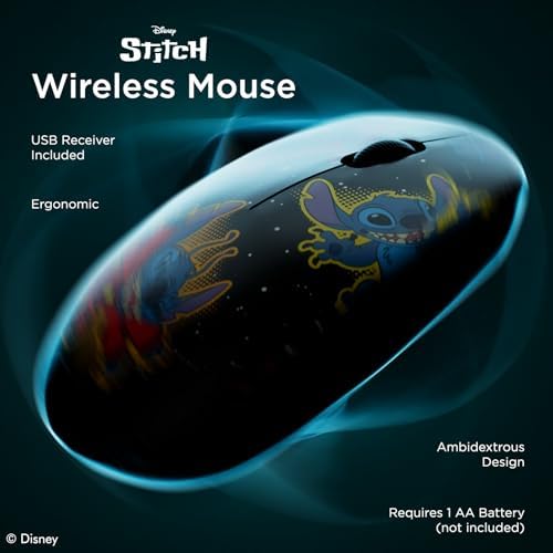 Discover Fun and Functionality with the i Joy Disney Lilo and Stitch Bluetooth Ergonomic Wireless Mouse – Perfect for Laptops and Mini PCs, Ideal Gift for Stitch Fans! Enhance Your Work Experience with Comfortable Design, Whimsical Style, and High-Speed Tracking for Effortless Navigation – The Ultimate Cute Computer Accessory for Everyone!