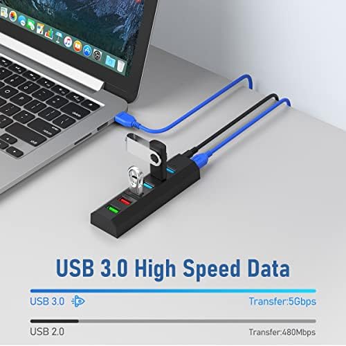 Maximize Your Connectivity with the Aiibe 6-Port USB 3.0 Hub Splitter – High-Speed Data Transfer Up to 5 Gbps, Includes 24 W Power Adapter for Reliable Multi-Device Charging, Perfect for Laptops, Mac, PCs & Mobile HDDs – Streamline Your Workflow & Enhance Productivity with This Sleek Black USB Hub