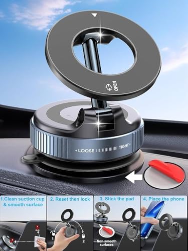 Transform Your Mobile Experience with the Premium Maglock 360° Suction Phone Holder – Ultra-Stable Magnetic Mount for i Phone 16 Pro Max & Android Devices – Ideal for Hands-Free Use in Cars, Gyms, Mirrors, and Showers – Unrivaled Flexibility and Security for Today’s Active Lifestyles