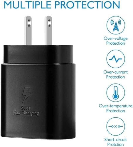 Revolutionary 25 W Fast Adaptive Samsung Charger with 4 FT Cable – Optimal Power for Galaxy S22, S23+ Ultra, S21 Series, Note 20, Z Fold4 and Z Flip4 – Compact, Durable Design for Swift Charging on the Go