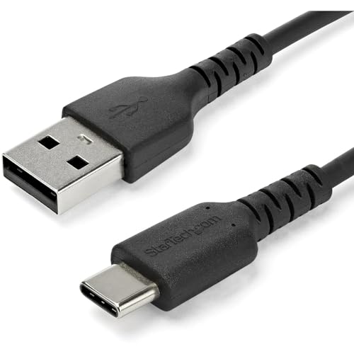 Durable 20-Inch Coiled USB A to C Charging Cable – Heavy-Duty USB 2.0 Fast Charge & Sync Cable, Sleek Black Design for Enhanced Portability and Compatibility with All Devices