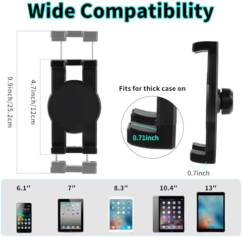 Peastrex Adjustable Tablet Holder for Car – Universal Cup Mount Stand for i Pad, i Phone & Galaxy Z Fold | 360-Degree Rotating Design for Enhanced Viewing & Hands-Free Convenience in Trucks, Golf Carts & More