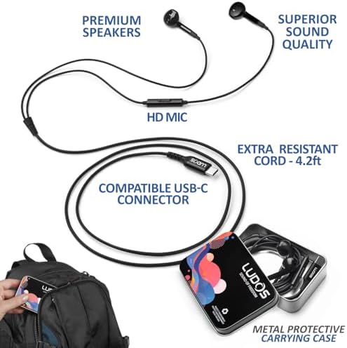 LUDOS FEROX USB-C Earbuds – Premium Wired Headphones for i Phone 16 & Samsung Galaxy Series, Featuring Exceptional Audio Clarity & Deep Bass, Ergonomically Designed for All-Day Comfort, Tangle-Free Cable for Streamlined Use, Supported by an Impressive 5-Year Warranty, Eye-Catching Vibrant Green Finish – Elevate Your Sound Experience for Music Lovers and Gamers Alike