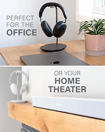 Sanus Sonos Ace Premium Headphone Stand – Stylish Silicone Cradle with Innovative Cable Management & Magnetic Charging Clip – Effortless Assembly for Over-Ear Headphone Protection – Sleek Black Design Enhancing Your Audio Space & Compatible with Multiple Models