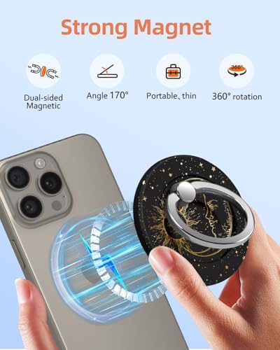 Magnetic Phone Grip Holder for i Phone – Adjustable Mag Safe-Compatible Finger Ring Stand with Fun Designs for Secure Selfies and Video Calls – Lightweight, Durable, and Removable Accessory to Elevate Your Smartphone Experience