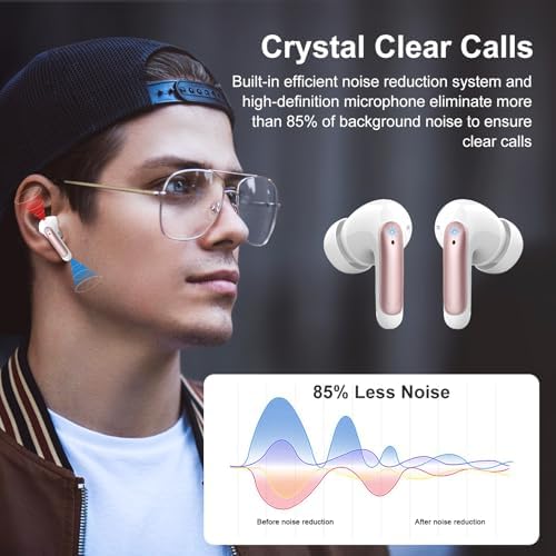 Cutting-Edge Bluetooth 5.3 Wireless Earbuds with Quad HD Microphones – 56-Hour Extended Playtime for Non-Stop Sound, IPX7 Waterproof Design for Active Lifestyles, Premium Hi-Fi Stereo Audio, LED Battery Indicator, USB-C Rapid Charging – Perfect for Workouts, Daily Commutes, and Relaxation Sessions